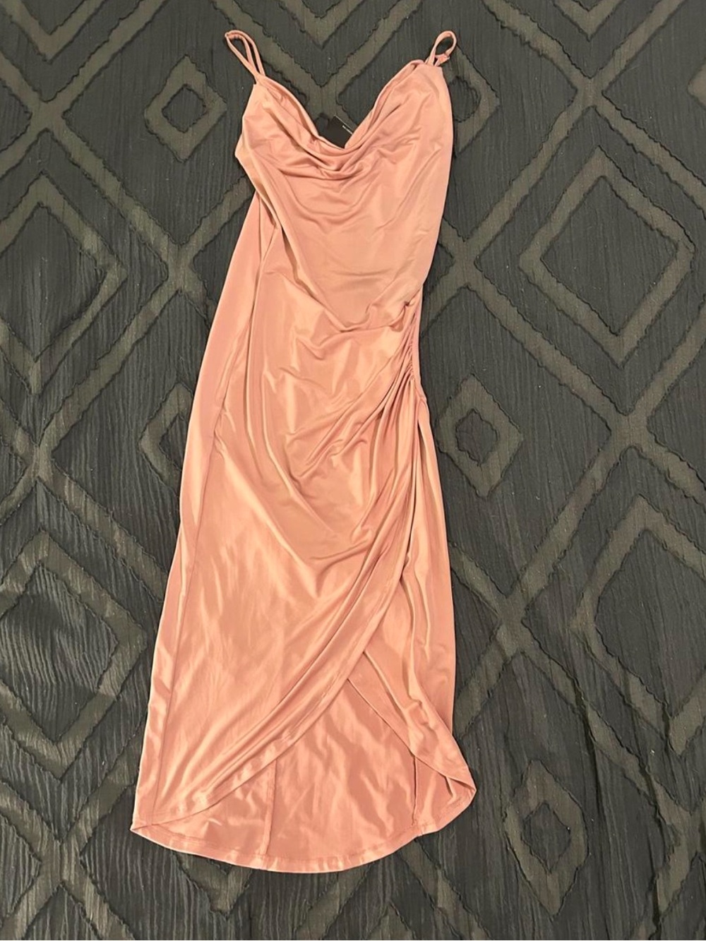 Forever 21 Blush Pink Satin Cowl Neck Midi Dress
